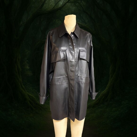 Zara Faux Leather Overshirt - Picture 1 of 6